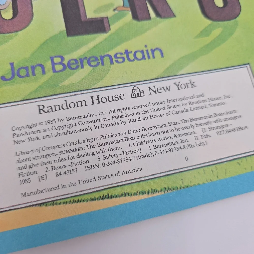 Vintage 1985 The Berenstain Bears Learn About Strangers By Stan & Jan Berenstain